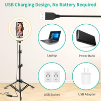 10 "LED Selfie lampa pierścieniowa koło wypełnić światło ściemniania okrągła lampa statyw Trepied makijaż fotografia RingLight telefon stojak uchwyt 5